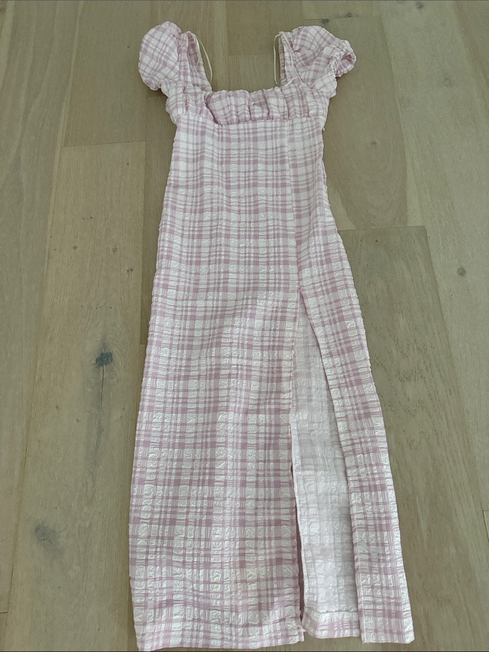 Zara Pink Plaid Maxi Dress
